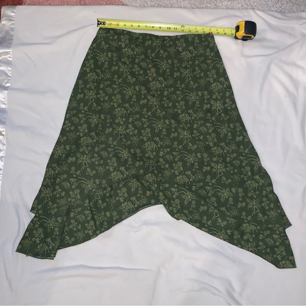 Floral Green Skull Fairy Asymmetrical Skirt